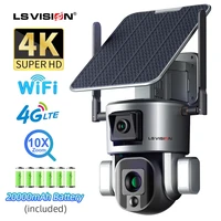 ls vision 4k hd dual lens 4g solar security camera outdoor 10x optical zoom wifi camera auto tracking two way audio battery cam