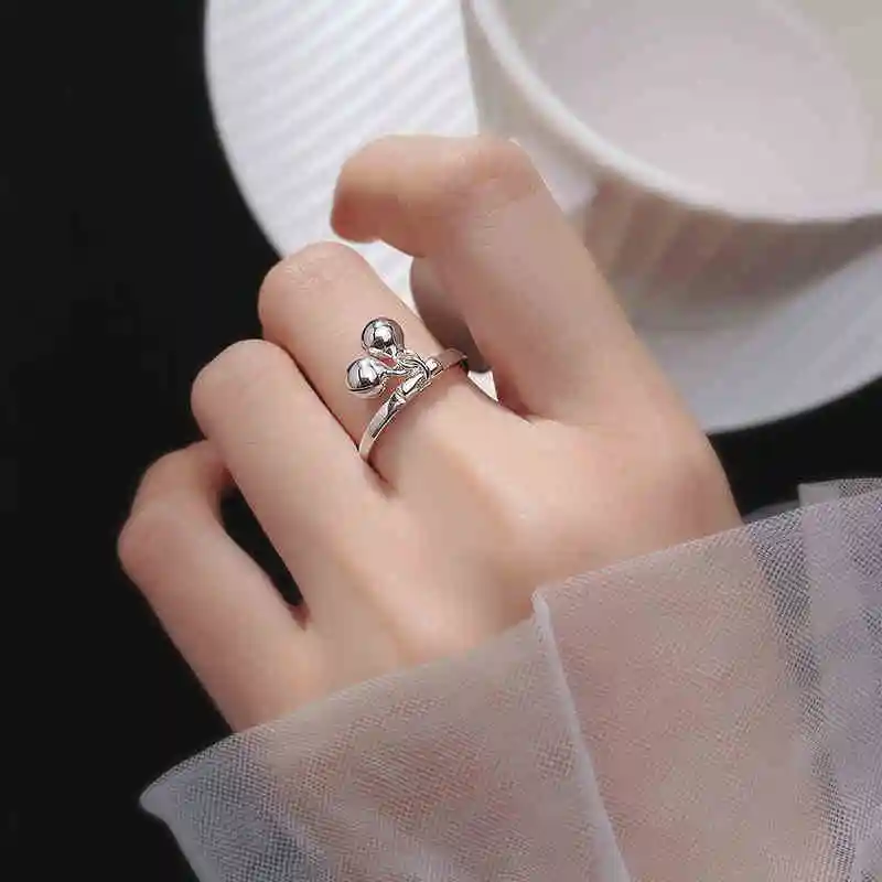 

Корейские глянцевые маленькие регулируемые серебряные кольца с колокольчиком для женщин, модные простые ювелирные изделия, оптовая продаж...