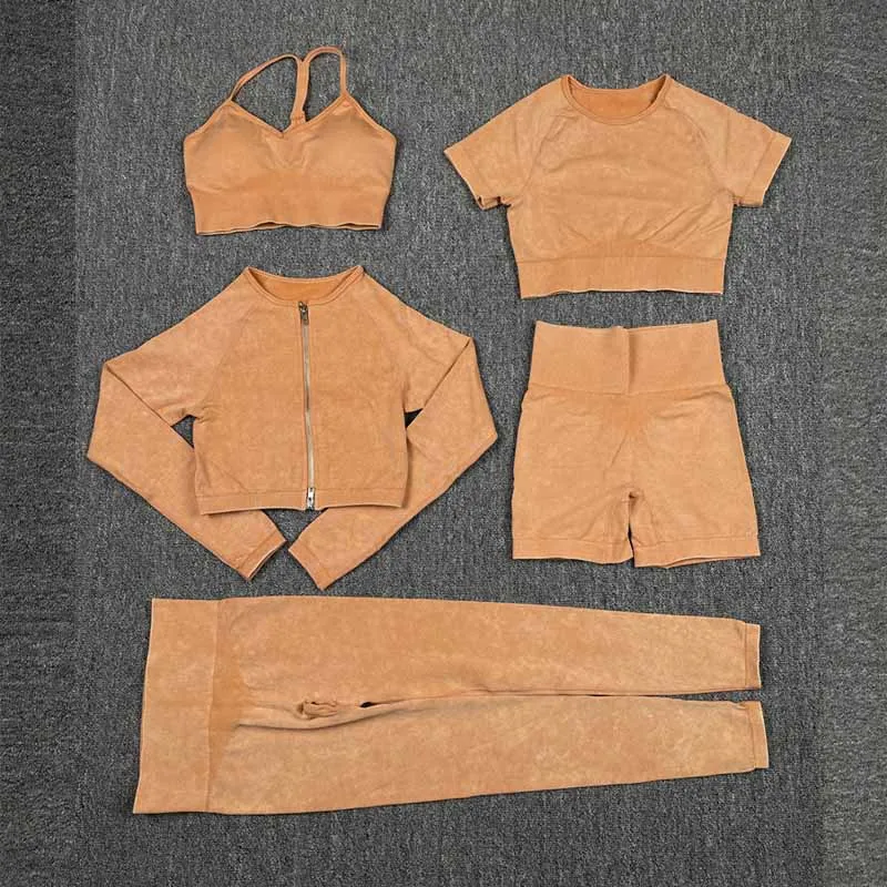 

Seamless Yoga Sets Women Sport Bra Clothing High Waist Leggings Long Sleeve Zipper Set Workout Clothes for Woman Gym Sportwear