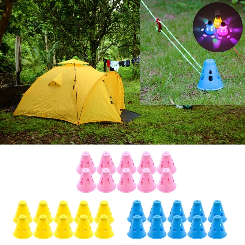 

10Pcs Tent Nail Warning Cover Multicolor Luminous Multifunction Night Camping Peg Decoration Protective Pile
