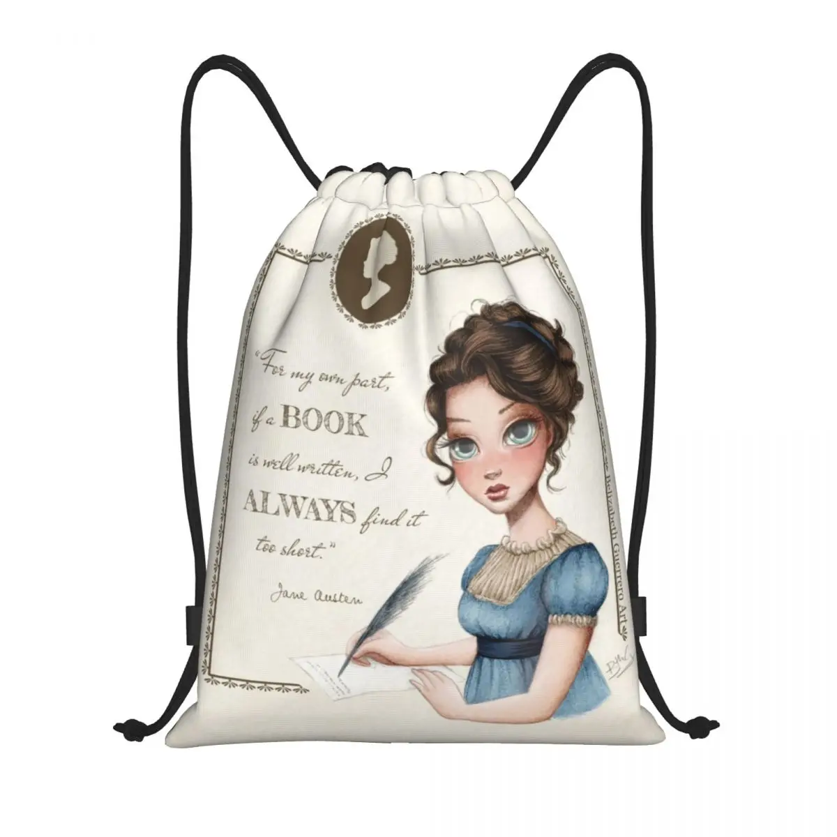 

Jane Austen Portrait Drawstring Backpack Sports Gym Bag for Men Women Writer Novel Training Sackpack