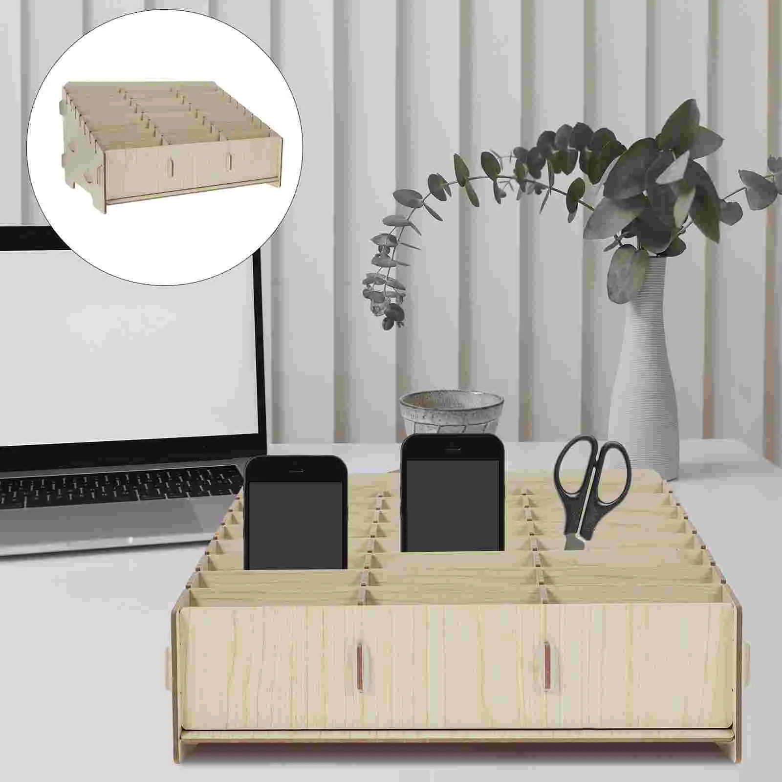 

Phone Holder Classroom Desktop Mobile The Call Telephone Booth Table Cell Case Meeting Organizer Wood Container Section Office