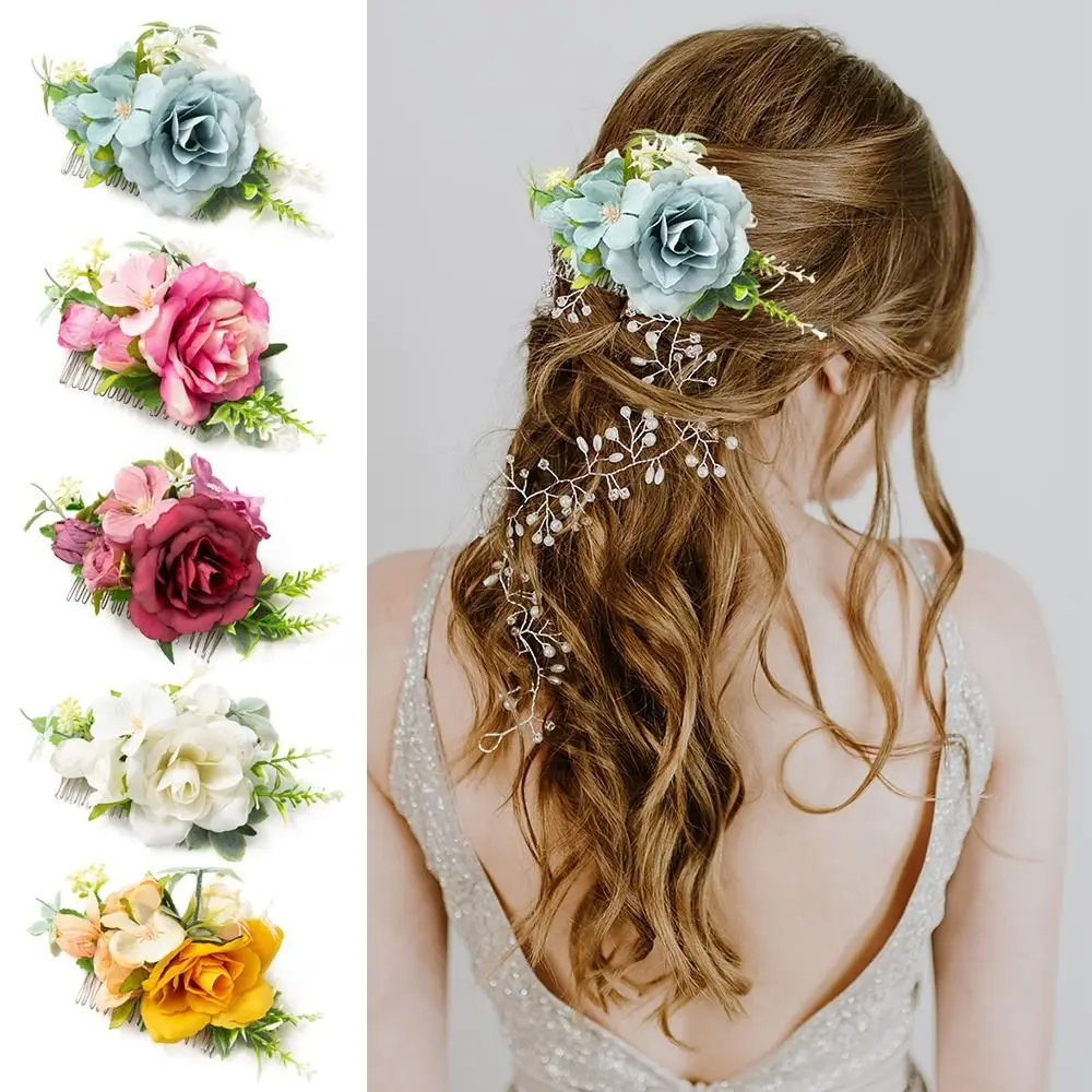 

Модные цветочные женские заколки для волос с цветочной стимуляцией, свадебные гребни в деревенском стиле для невесты, элегантная одежда для волос, аксессуары для укладки волос