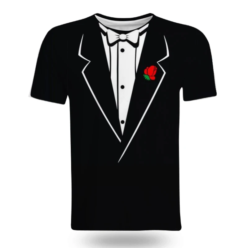 Fake Two Pieces T-Shirts Men's Cosplay 3D Print Short Sleeve T Shirt Casual Funny Design Tees Halloween T-shirt Comfortable 6XL |
