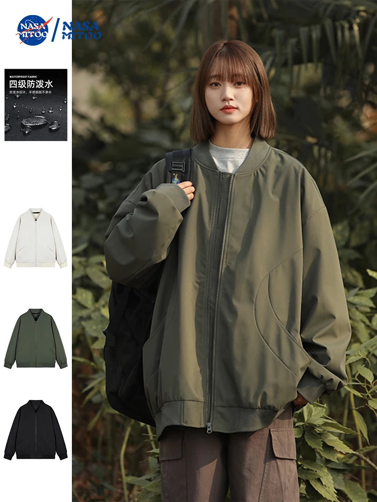 Solid Baseball Uniform Men's and Women's Spring Autumn Windproof Waterproof Outerwear Retro Casual All-matching Blaz...