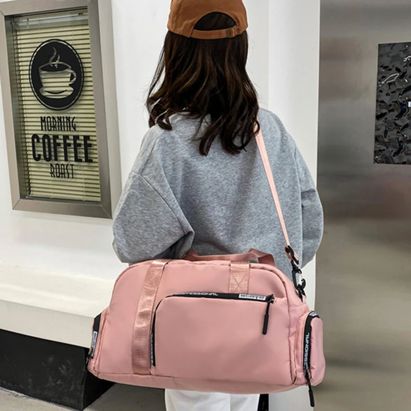 Waterproof Sport Fitness Bag Big Travel Duffle Weekend Portable Handbag for Women Overnight Oxford Independent Shoes Position X4