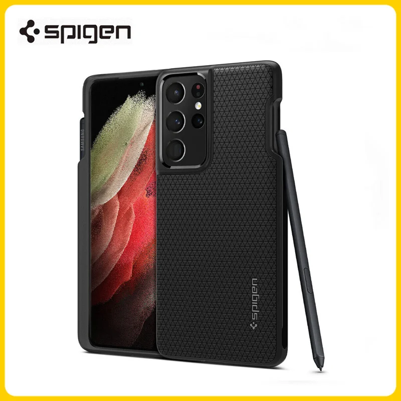 

Оригинальный чехол Spigen Liquid Air Pro для Samsung Galaxy S21 Ultra (6,8 дюйма), противоударный тонкий черный чехол, встроенный S-Pen Holder