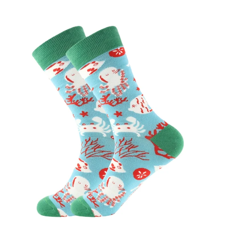 Cotton Fashion Casual Sports Women's Stockings Printing Sweat-absorbing Breathable Anti-friction Men's Socks Unisex Middle Tube