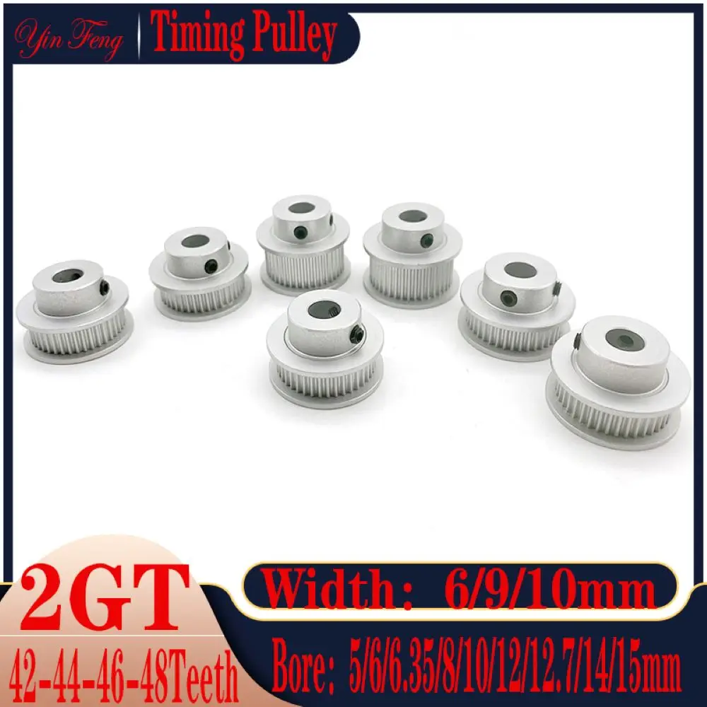 

Зубчатый шкив GT2/2GT 42-44-46-48Teeth, отверстие 5/6/6.35/8/10/12/12.7/14/15 мм для ремня, ширина: 6/9/10/15 мм, 3D-принтер