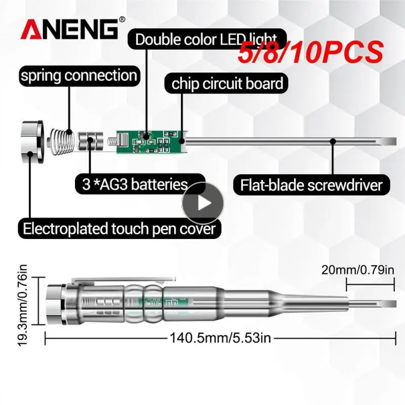 

5/8/10PCS Vape Electric Test Pen Useful Voltage Pen Screwdriver For Ice Screws Voltage Screwdriver Abs Electric Pen