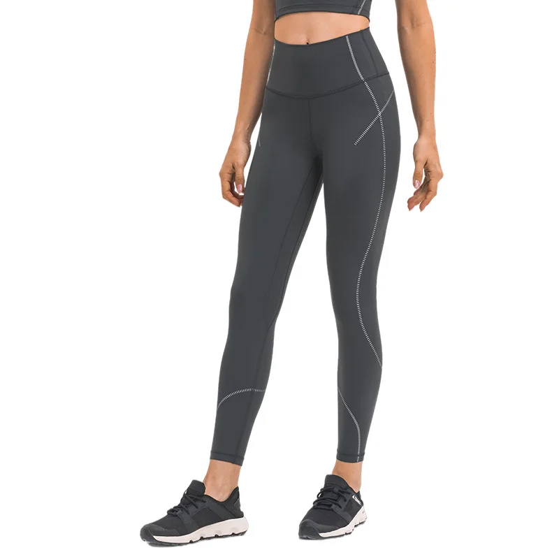 

Hot Selling Sexy Luluwomen High Waist Yoga Pants Strip Print Solid Leggings Running Gym Sports Butter Soft Jogging Fitness Wear