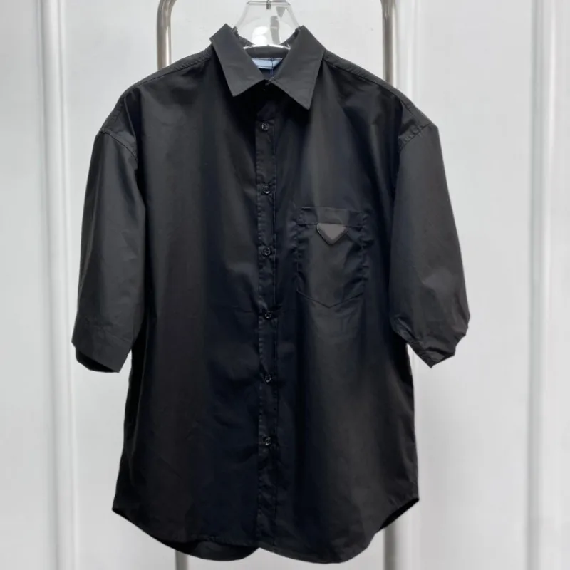 

Рубашка с коротким рукавом для мужчин и женщин Y2K, повседневная куртка, однотонное модное пальто с карманами до груди для влюбленных, весна-л...