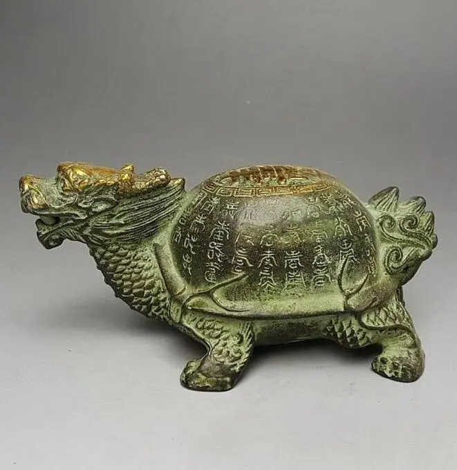 

Vintage Chinese Bronze Gilt Old Handwork Dragon Turtle Statue