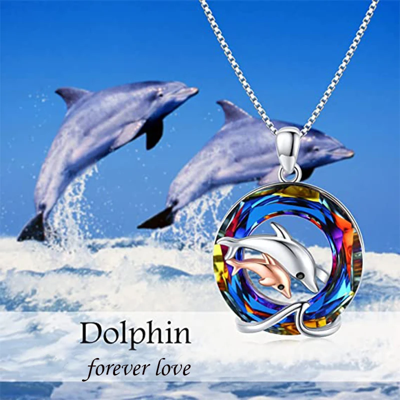 

Two-Color Dolphin Necklace Mother And Child Animal Pendant Jewelry For Woman Classic Sweet Personality Fashion Gift For Family