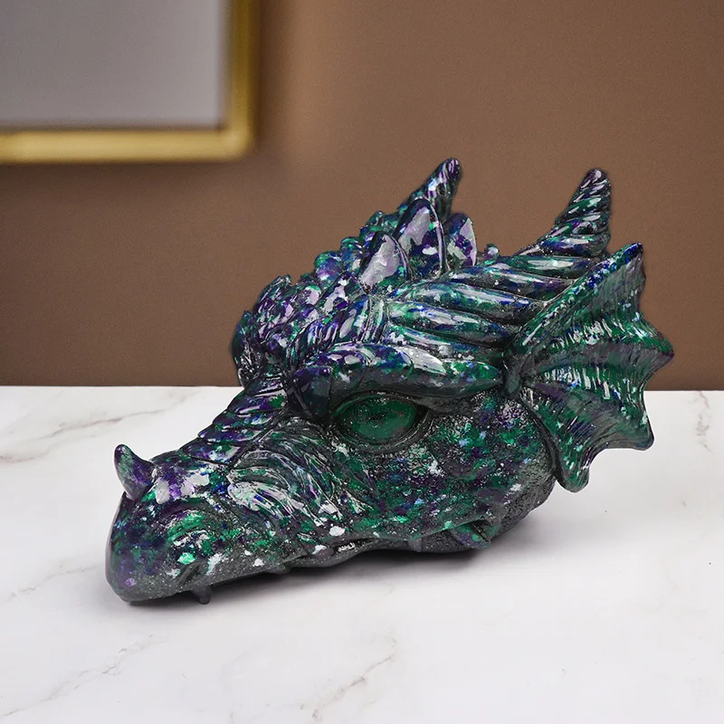 

Crystal Dinosaur Statue Resin Lava Dragon Head Ornaments Imitation Crafts Gemstone Reiki Home Garden Living Room Decoration
