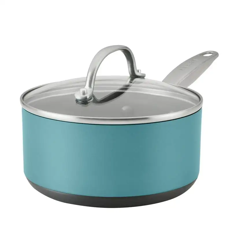 

Hard Anodized Nonstick Sauce Pan with Lid, 2-Quart, Teal