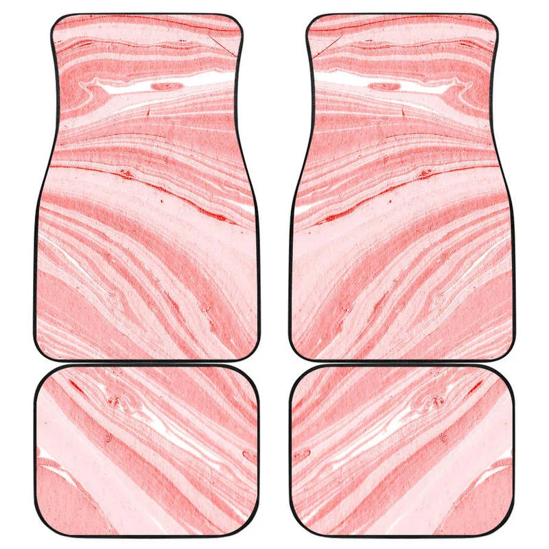 

Pink Liquid Marble Print Front and Back Car Floor Mats Heavy Carpet Front and Rear Full Set 4PCs Pack