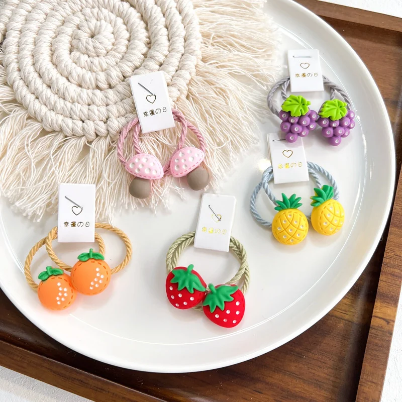 

Резинка для волос с фруктами, грибами, клубничками, 2 шт./компл.