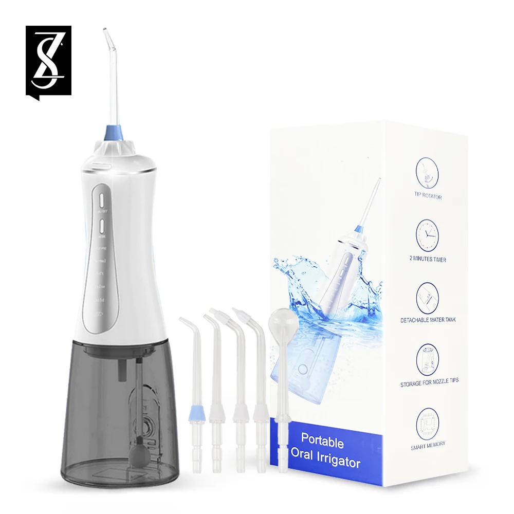 

[ZS] USB Rechargeable 5 Mode 350ml Tank Water Pulse Flosser Dental Pick Electric Oral Irrigator Jet For False CleanerTeeth Smile