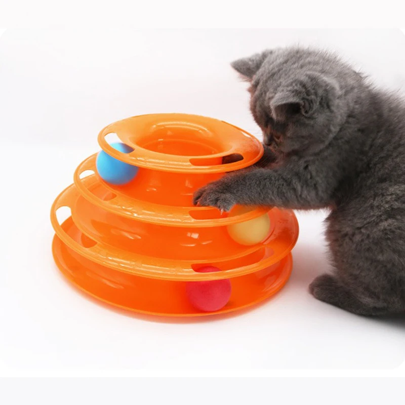 

3/4 Levels Pet Cat Toy Training Amusement Plate Kitten Tower Tracks Disc Cat Intelligence Triple Disc Tumbler Ball Interactive