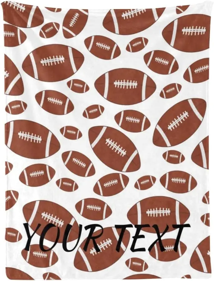 

Football Blanket, Custom Blanket with Name, Personalized Flannel Blankets for Birthday