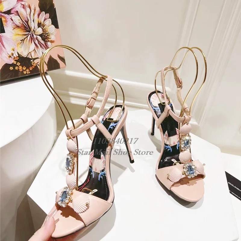 Летние пикантные кожаные женские сандалии с Т-образным ремешком