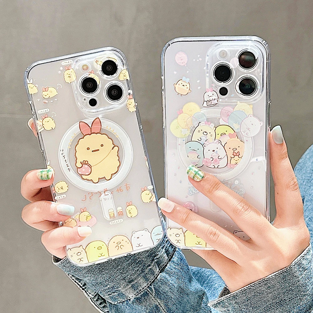 Милый мультяшный Sumikkogurashi Magsafe Магнитный чехол для телефона Samsung Galaxy S24 S23 S22 S21 S20 FE