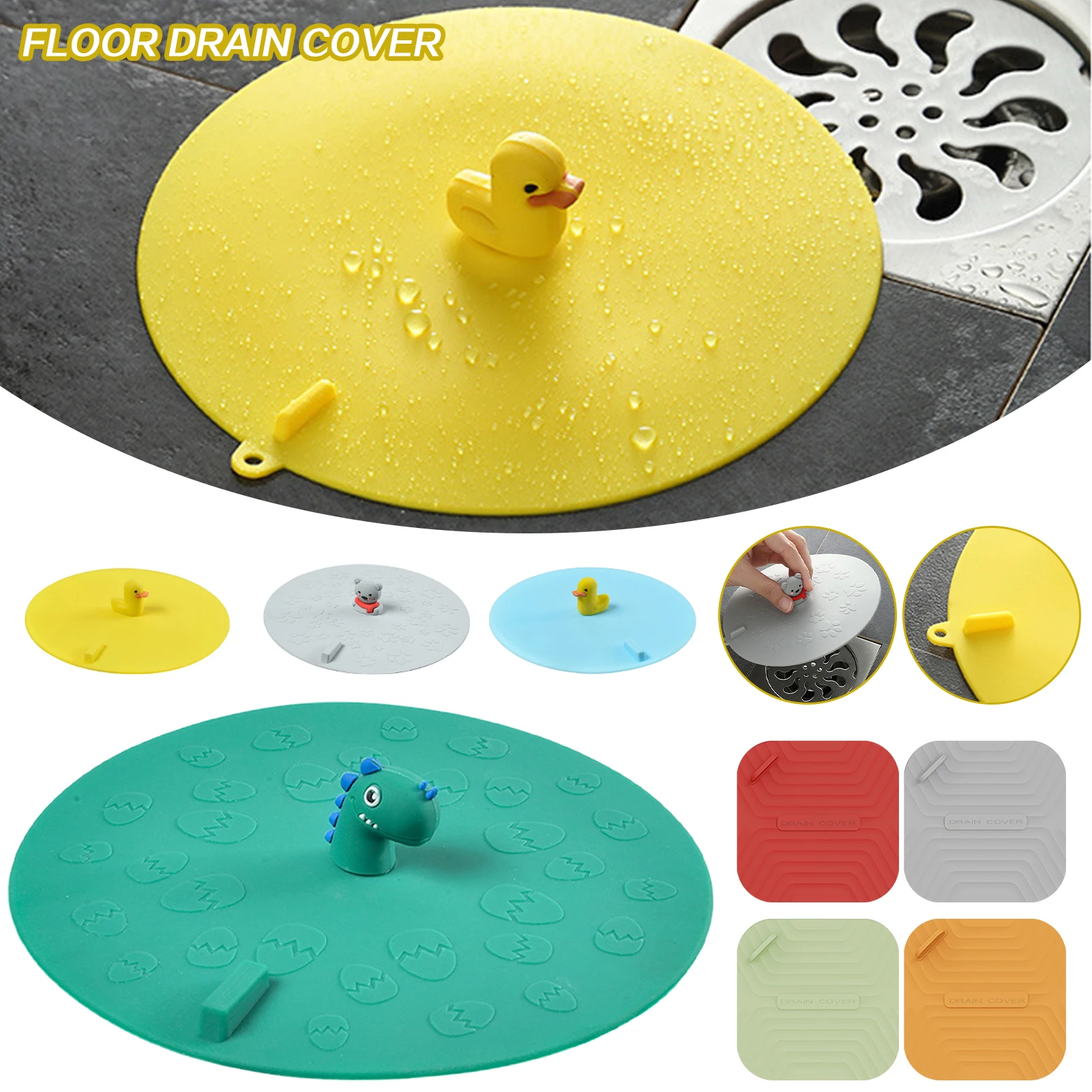 

Cartoon Silicone Floor Drain Cover Deodorant Sealed Drain Filter Shield Sewer Outfall Supplies Drain Stopper Drain Protector