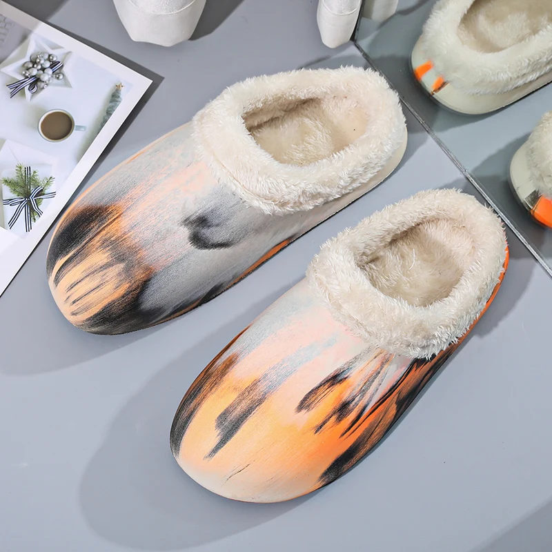 

Женские Мужские Зимние домашние модные бархатные водонепроницаемые хлопковые тапочки из искусственной кожи теплые тапочки для мальчиков и девочек