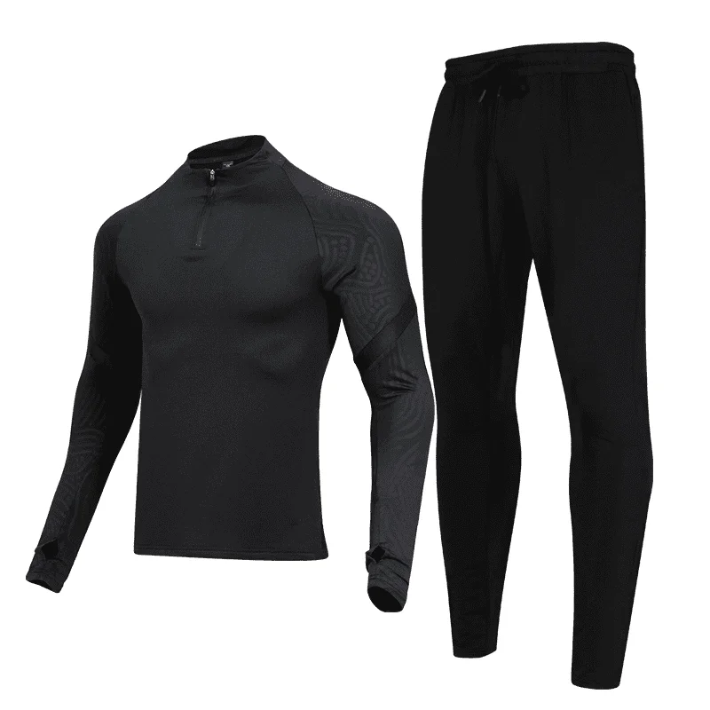 Quarter Zip Winter Training Set in Light Thin Stretch Material Long Sleeve Jacket and Sweatpants for Sports Clothes Hot Sale