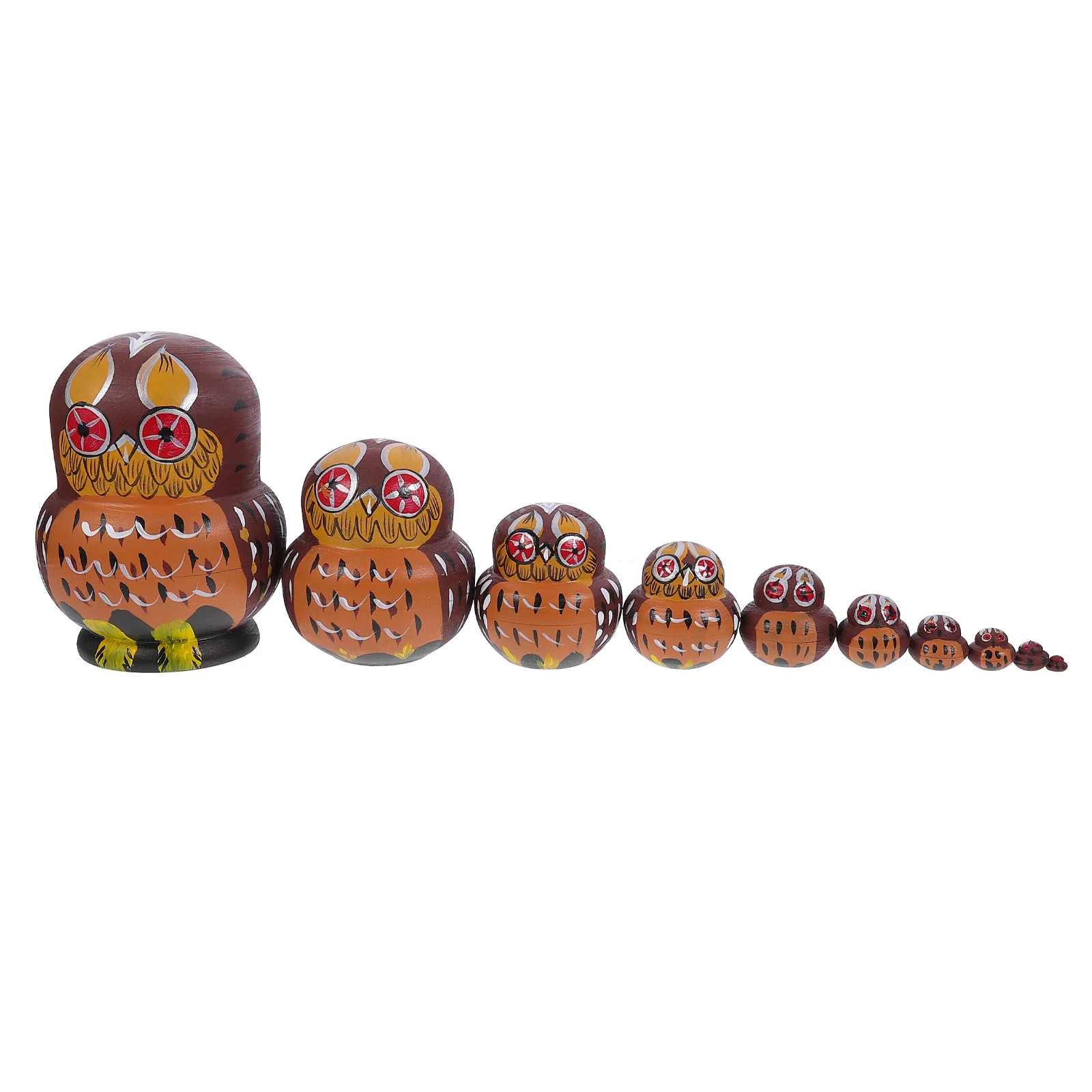 

Деревянная игрушка-матрешка в виде совы, коврик из русской липы, красно-коричневый, для Хэллоуина