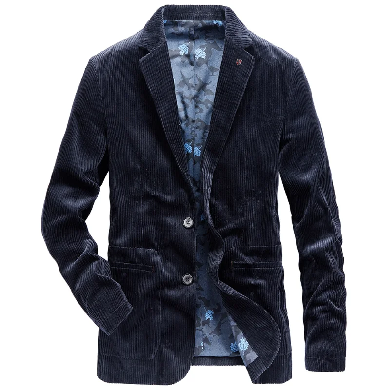 Solid Color Men Blazers Luxury Corduroy Casual Slim Suit Jacket Business Social Office Dress Coat Streetwear Men Clothing E851