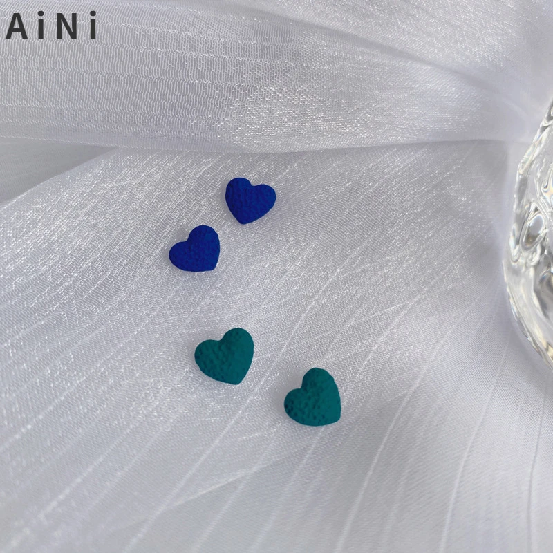 

925 Silver needle Small Heart Earrings Delicate Design Trendy Jewelry Sweet Style Green Blue Stud Earrings For Girl Party Gift