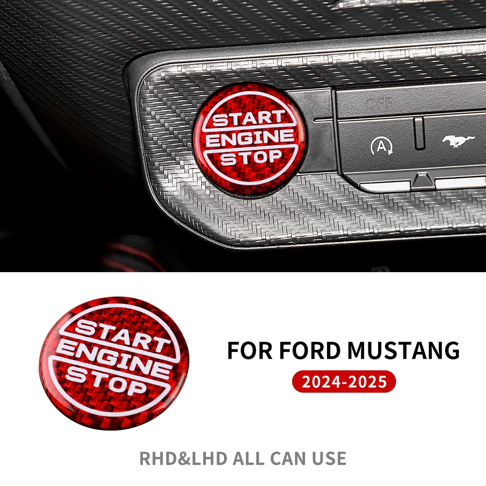 

Наклейка из настоящего твердого углеродного волокна для Ford Mustang GT 2024 2025 LHD RHD, кнопка запуска двигателя, кнопка остановки, панель внутренней отделки