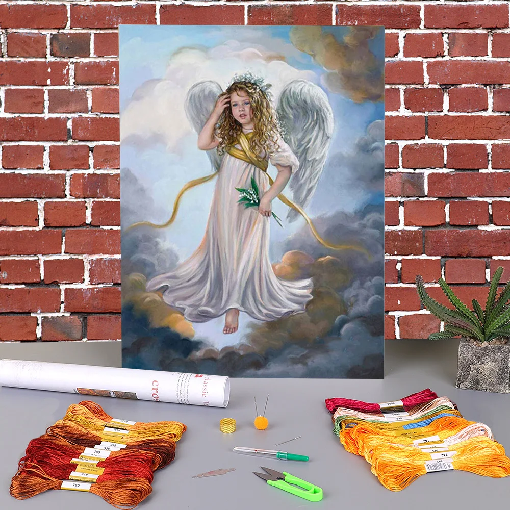 

Картина для вышивки крестом 11 карат с принтом «Angel Girl»