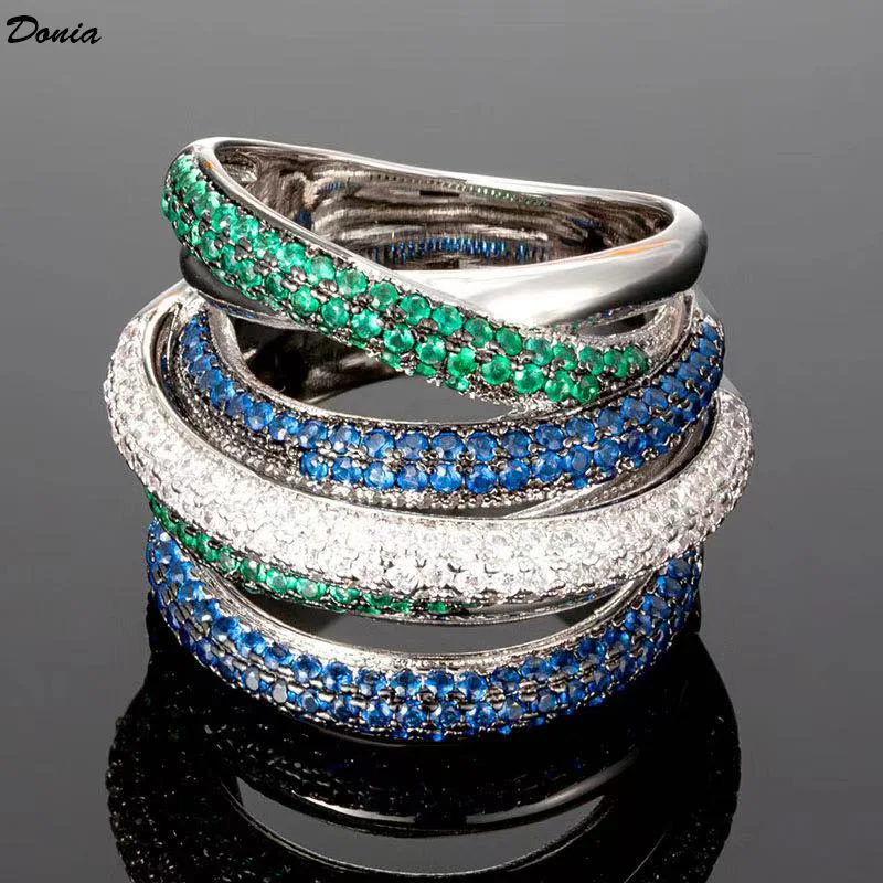 

Donia jewelry european and american fashion multilayer volumetric ring high quality micro inlaid AAA zircon exaggerated jewelry