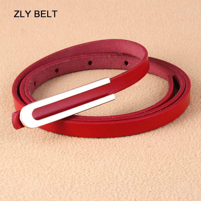 ZLY 2023 New Fashion Belt Women Slender Type Colorful Solid Casual Jeans Style PU Leather Material Alloy Metal Buckle Luxury