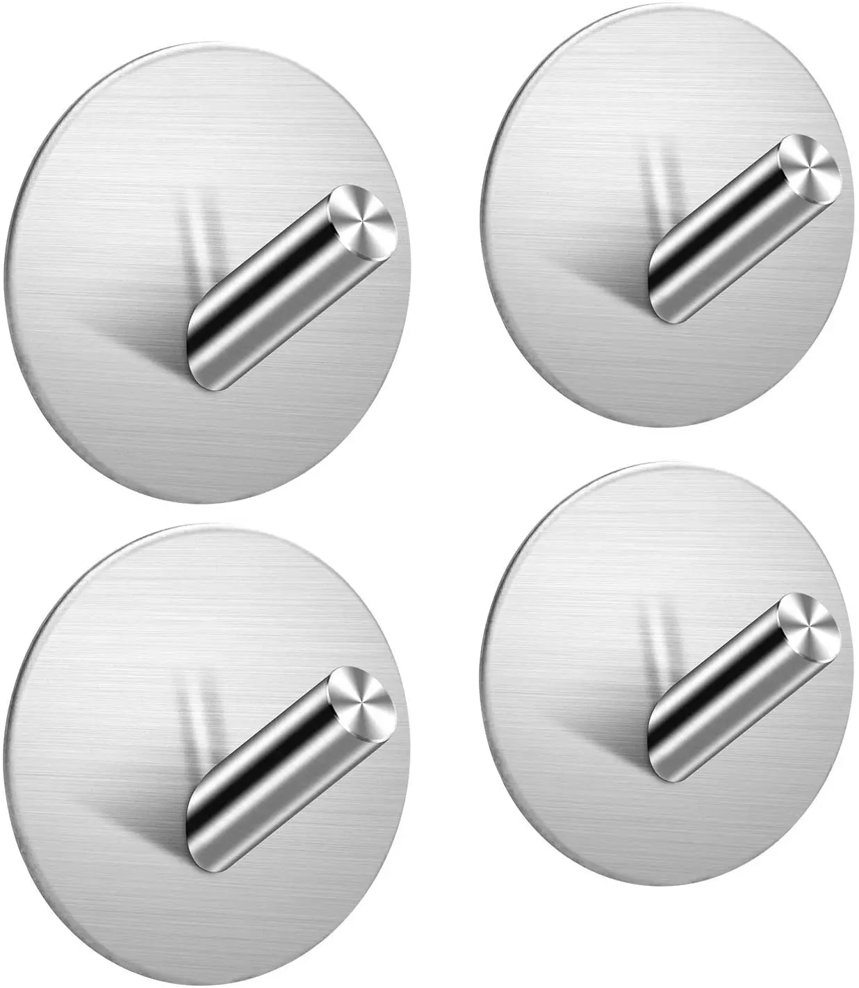 

Round Adhesive Hooks Self Adhesive Wall Mounted Hangers for Bathroom Kitchen Doors, Heavy Duty Brushed Stainless Steel