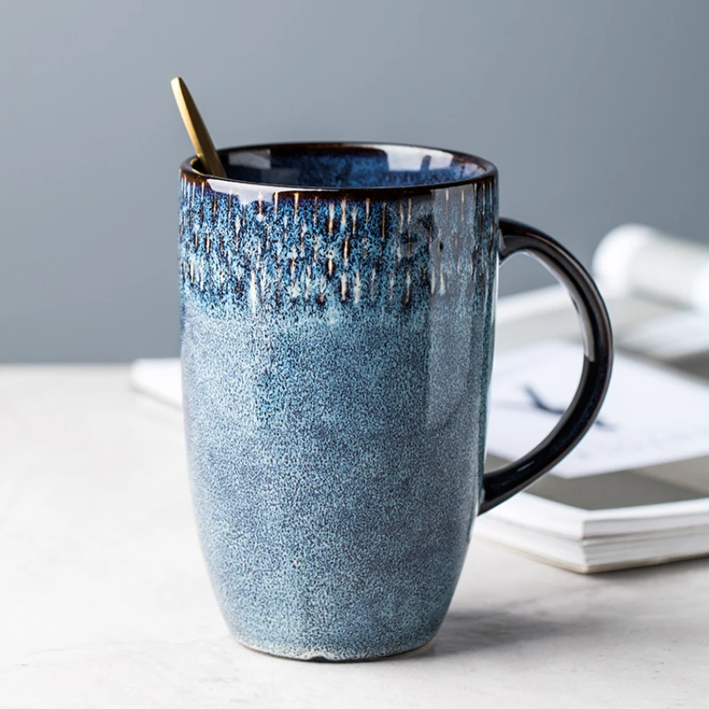 

600ml Europe Retro Ceramic Mug With Spoon Coffee Creative Office Tea Drink Drinkware Couples Gift kawaii cup