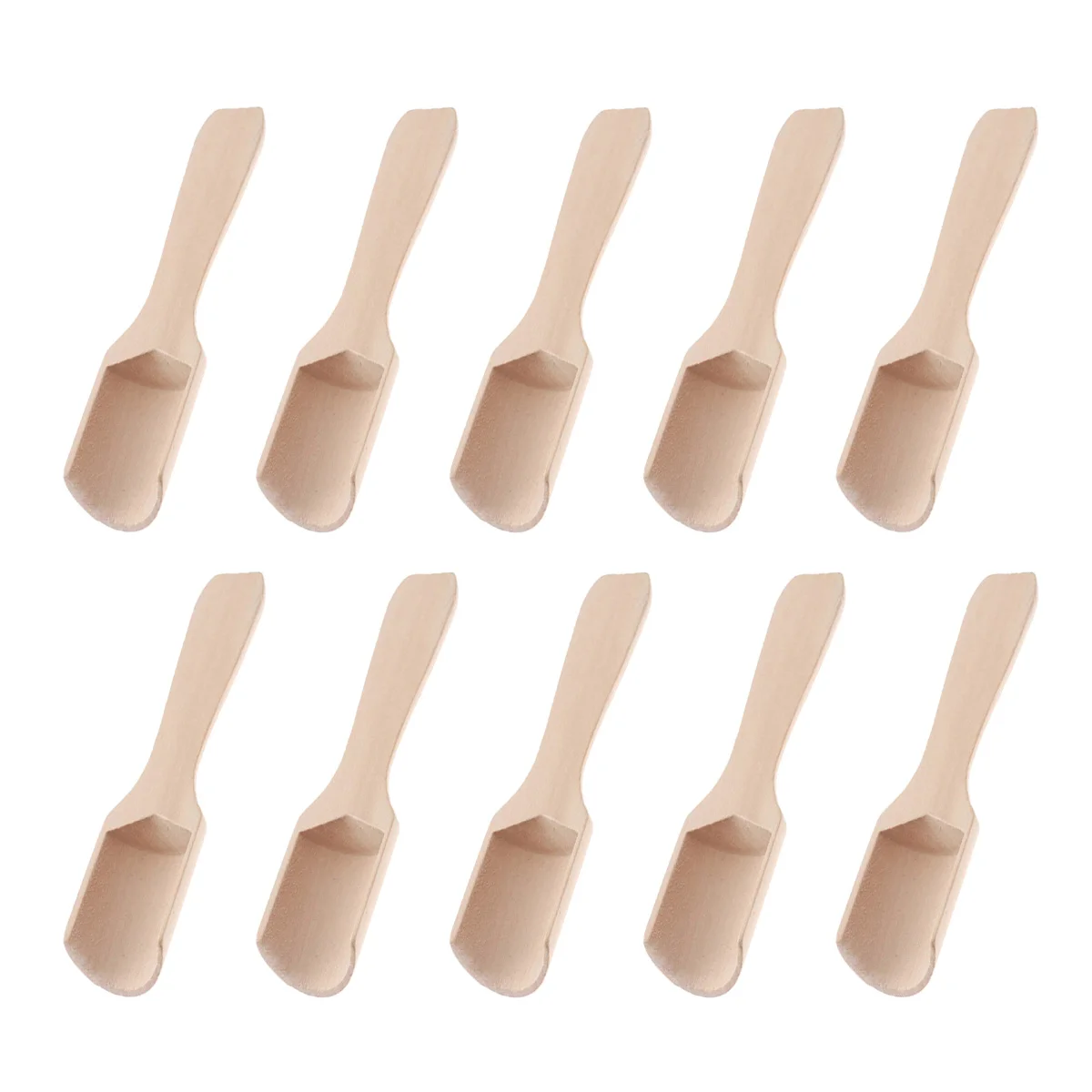 

10pcs Small Salt Shovels Flat Handle Scoop Wooden Teaspoon Milk Powder Scoops (28x11cm)