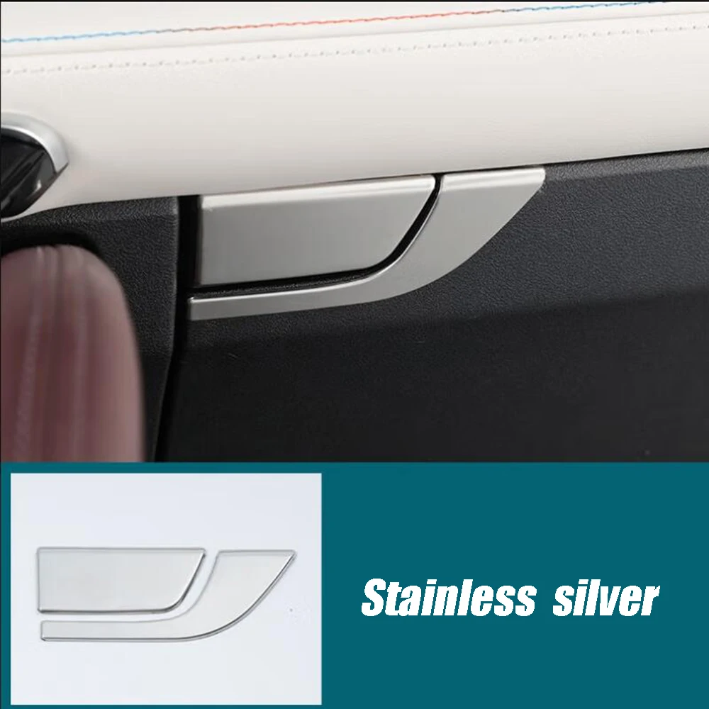 

Для Geely Monjaro Xingyue L 2021-2023 автомобильный перчаточный ящик из нержавеющей стали, ручка, декоративная крышка, автомобильный интерьер, аксессуары для автостайлинга