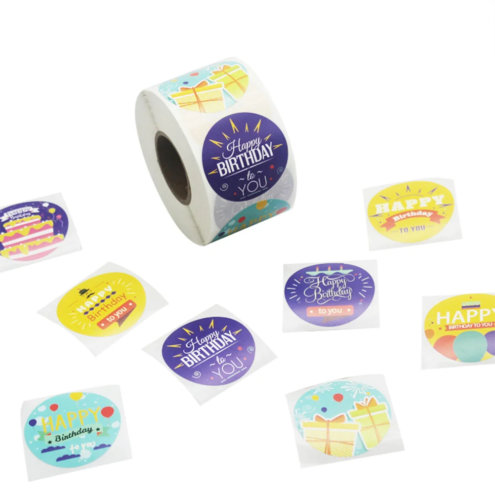 

Birthday Sealing Sticker Seal Labels Roll Stickers Paper Round Label Envelope Tags Candy Bagenvelopes Wrapping Kraft Adhesive