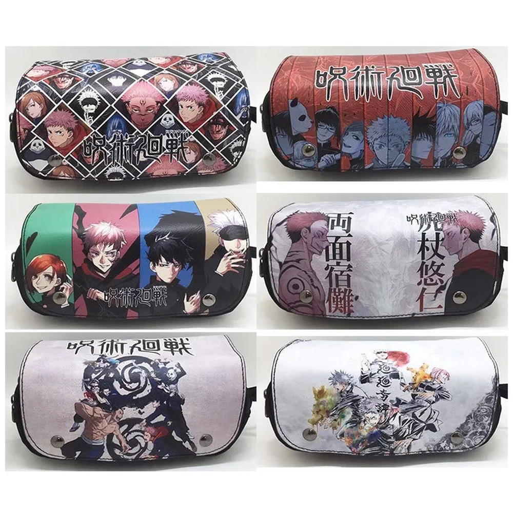 

Anime Pencil Bag Jujutsu Kaisen Attack on Titan PU + Canvas Printing Teenager Student Stationery Pouch Bag Makeup Organizer Bag