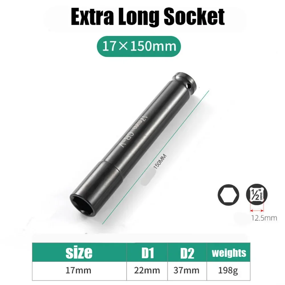 

150/200/300 мм глубокий ударный шестигранный ключ, торцевая головка, адаптер привода 1/2 дюйма, удлиненный электрический ударный шестигранный ключ, специальный инструмент