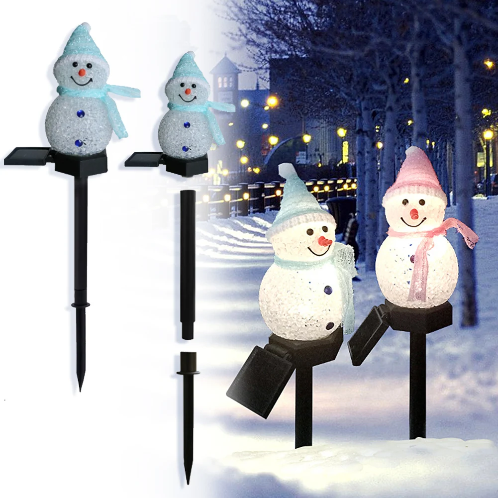 

Садовый светильник на солнечной батарее, Рождественское украшение в виде снеговика, водонепроницаемый светодиодный фонарь на солнечной ба...