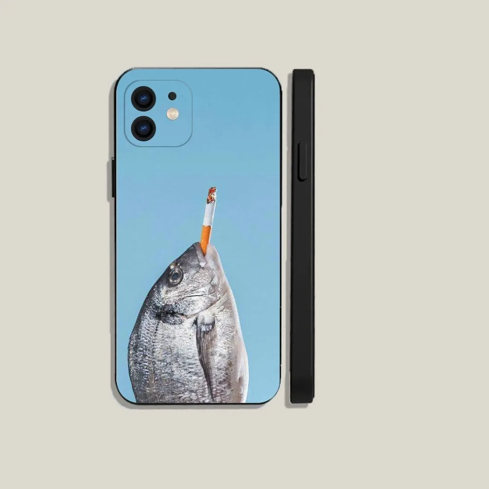 Canned Sardines Etui na telefon do iPhone 15 14 13 12 11 Plus Pro Max XS X XR SE Mini 8 7 Miękka silikonowa czarna obudowa