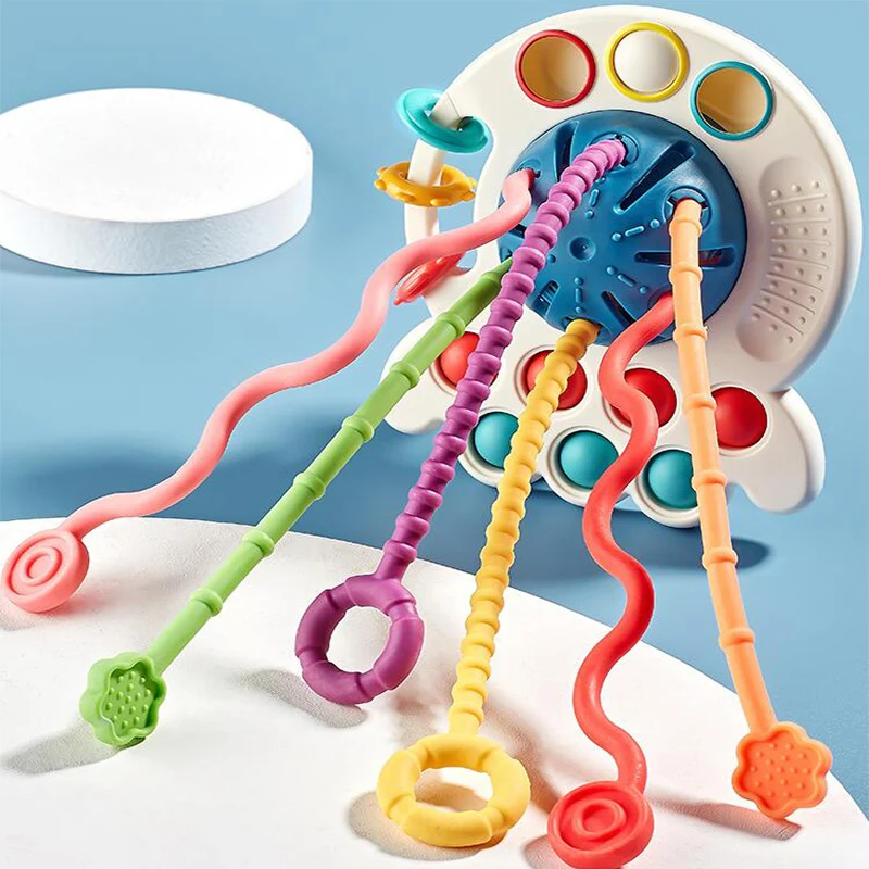 

Montessori Sensory Toys 6 12 Months Silicone Pull String Interactive Educational Toy for Montessori Development Education Toys