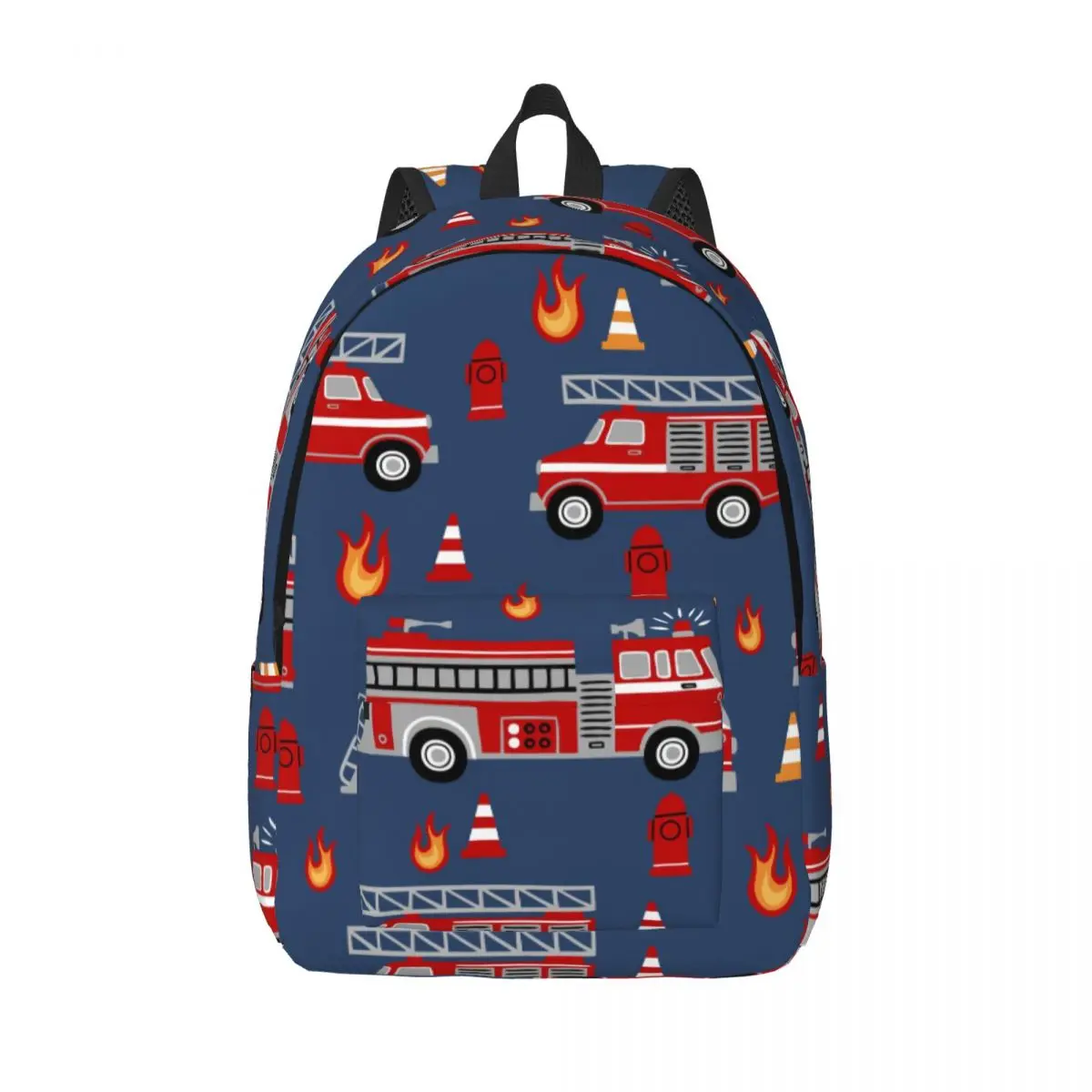 

Laptop Backpack Unique Fire Trucks Cartoon School Bag Durable Student Backpack Boy Girl Travel Bag