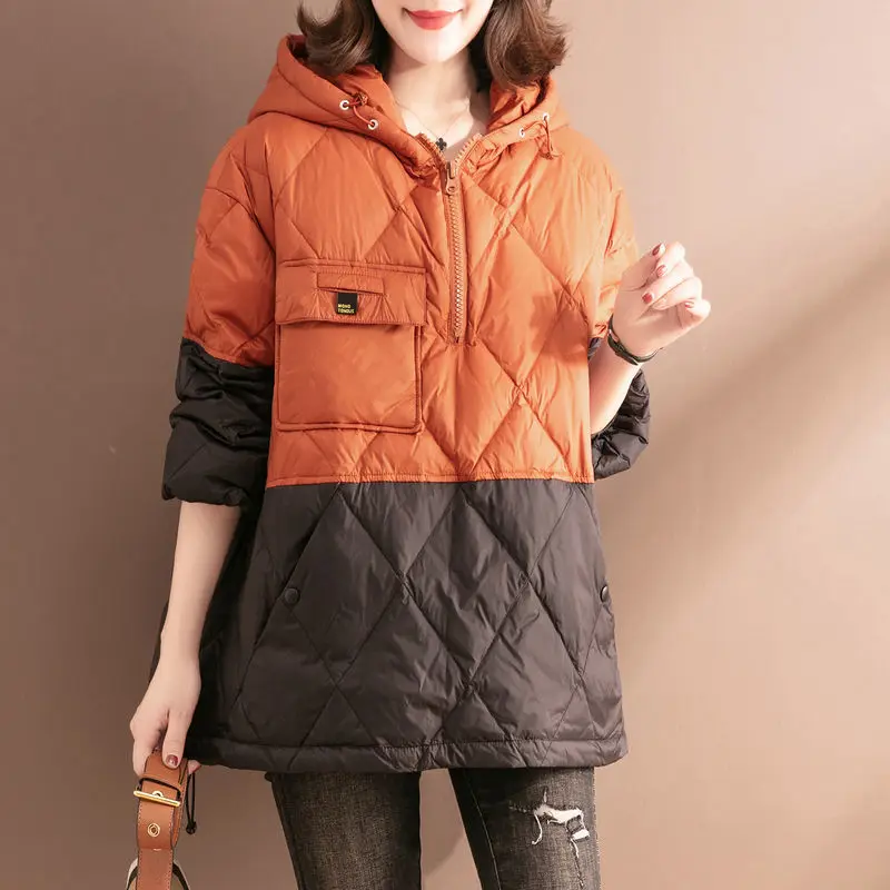 Womens Hooded Padded Jacket Autumn Winter Warmth Parka Jacket Coat Free Shipping Pullover Wholesale Plus Size Loose Leisure New