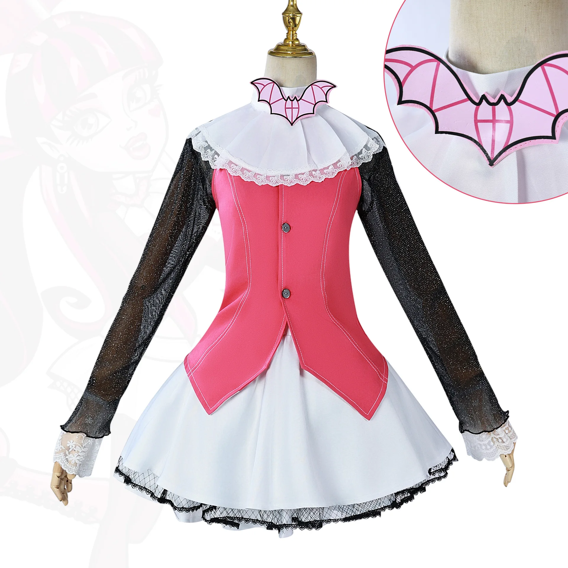 Draculaura Cosplay Costume Anime Monster Wig High Uniform Women Shoes Boot Outfits Halloween Carnival Suit